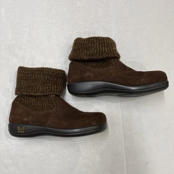 Alegria Juneau Boots Women 11 Brown Knit Sock Upper Slip On Suede Casual Comfort - Picture 11 of 11